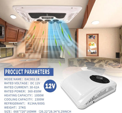 Aspligo 13500BTU RV Roof Air Conditioning 12V 24V Electric Parking Air Conditioner For Truck Camper Van Caravans Motorhome