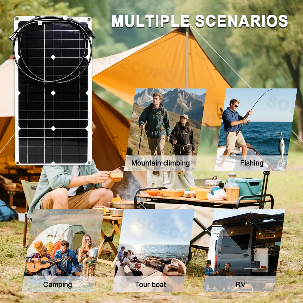 High Efficiency 30000W Solar Kit Power Supply 2200W Inverter+100A Controller 12V Off-Grid System Camping Accessories for RV Home
