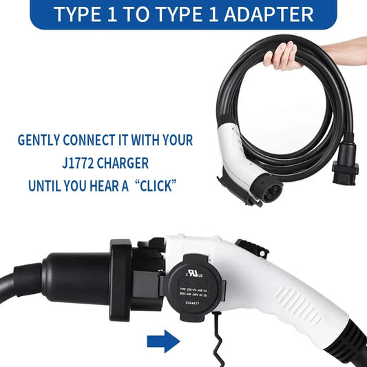 WUFEN EV Charger J1772 Extension Cord 50A Max 12KW Type 1 to J1772 EV Charging Cable Type 1 Extension Cord for J1772 EVs/PHEVs