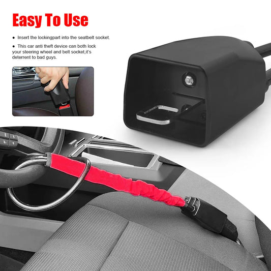 Car Steering Wheel Lock Anti-Theft Security Device The Club Type Heavy Duty Anti Theft Lock For Most Cars Trucks Seat Belt Lock