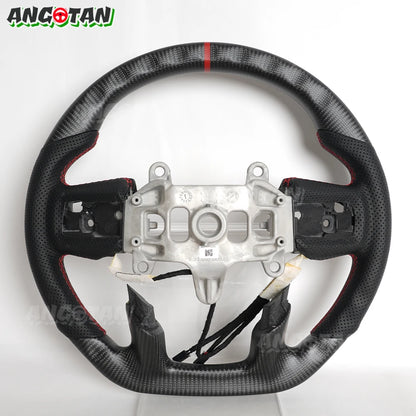 Heated Matte Carbon Fiber Perforated Steering Wheel For Dodge Ram 1500 TRX 2019 2020 2021 2022 2023 2024 Racing Wheel