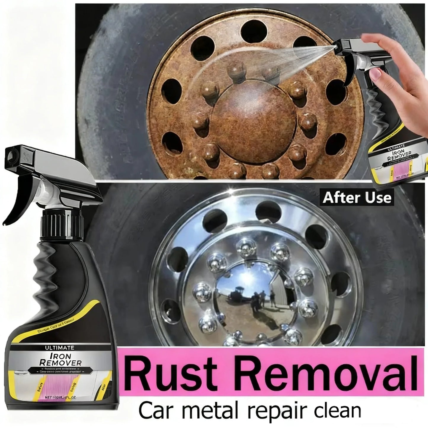 YP1106 Car Rust Solvent,Car Wheel Hub Care,Rapid Removal Agent, Automotive Exhaust Pipe,Unlocking Spray,Clean,Metal,Iron,Stains