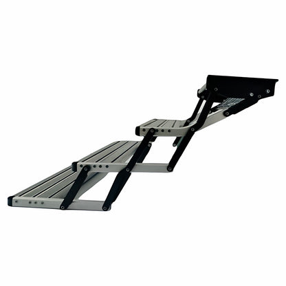 Manual RV Steps, Anodized Aluminum Alloy 3-Step Entry, Widened Pedal Folding Stairs for Caravan, Motorhome and Trailer