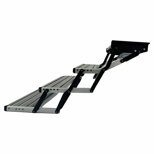 Manual RV Steps, Anodized Aluminum Alloy 3-Step Entry, Widened Pedal Folding Stairs for Caravan, Motorhome and Trailer