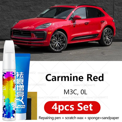 Car Paint Repair Pen For 2014-2025 Porsche Macan Paint Scratch Repair Accessories 4PCS White S9R Chalk M9A Blue MD5 Green M6C