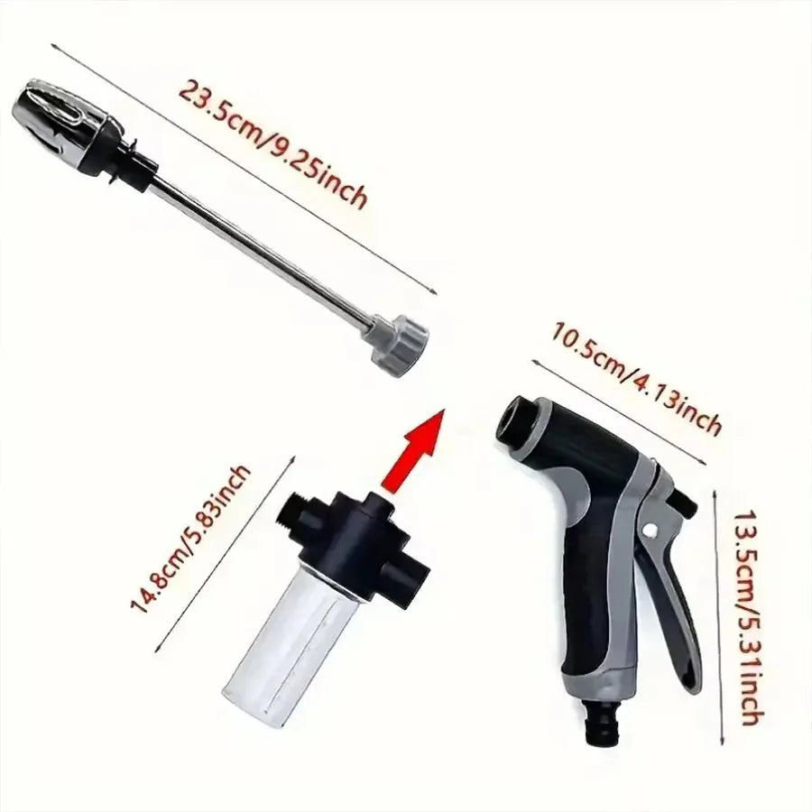 Car Wash High Pressure Water Gun with Foam Cannon Adjustable Nozzle for Garden Hose and Cleaning Multi-Function Ergonomic Grip