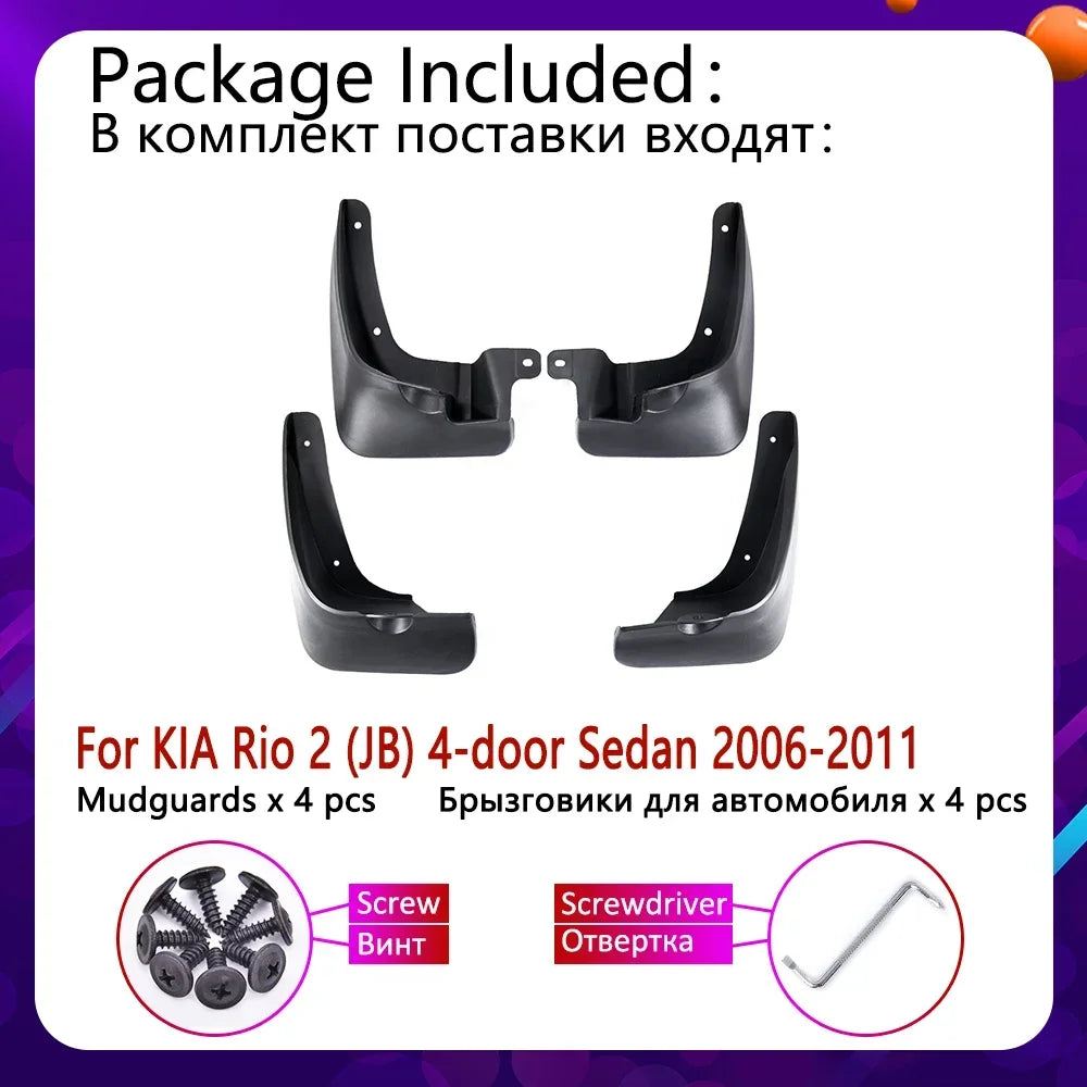 for KIA Rio 2 JB Sedan Saloon 2006~2011 Car Mudflap Fender Mud Flaps Guard Splash Flap Mudguards Accessories 2007 2008 2009 2010