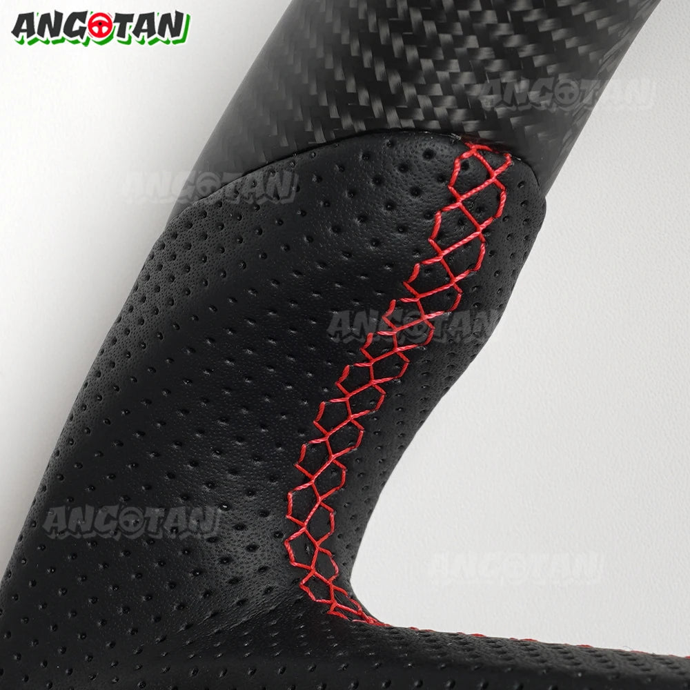 Heated Matte Carbon Fiber Perforated Steering Wheel For Dodge Ram 1500 TRX 2019 2020 2021 2022 2023 2024 Racing Wheel