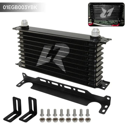 LINESRACING AN10 10Row Aluminum Oil cooler W/ 262mm Mounting Bracket Kit Trust Type Black/Blue