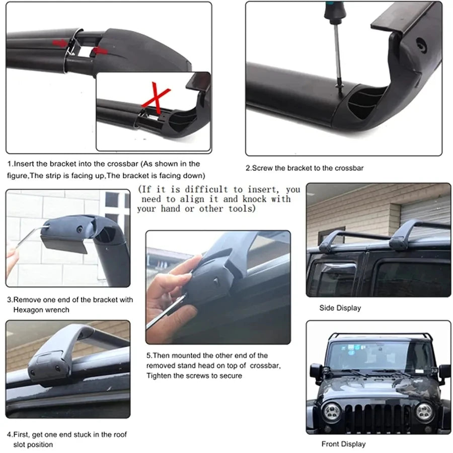 Roof Rack Cross Bars Cargo Carrier Aluminum Luggage Racks For JEEP Wrangler JK JL 07-22 Unlimited 4 Door Gladiator JT Hard Top