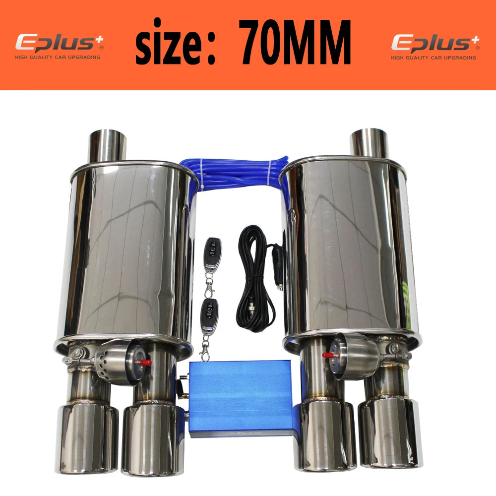 EPLUS 1 Pair Car Exhaust System Vacuum Valve Control Exhaust Pipe Muffler Kit Variable Sound Universal 51 63 76 MM With Nozzle