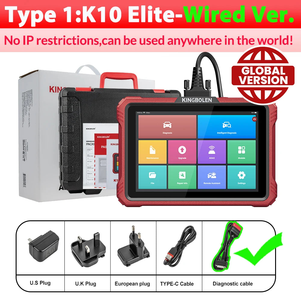 【 2 Year Free Update】KINGBOLEN K10 PRO ELITE OBD2 Scanner ECU Coding 40+ Service CANFD FCA All System Diagnostic Tool Active T