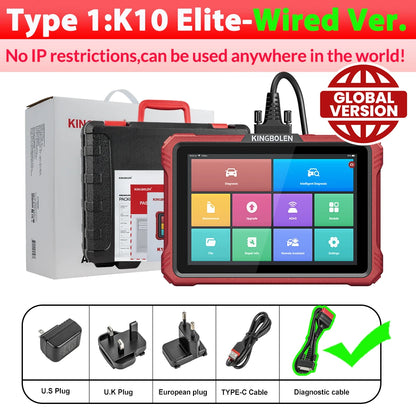 【 2 Year Free Update】KINGBOLEN K10 PRO ELITE OBD2 Scanner ECU Coding 40+ Service CANFD FCA All System Diagnostic Tool Active T
