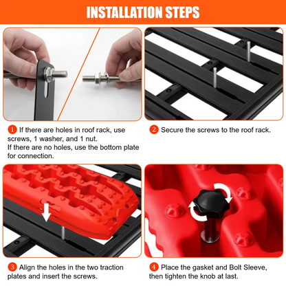 4X Traction Board KIT, Easy-To-Install Recovery Board Mount, Safety Traction Board Mount, Universal
