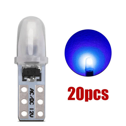 10/20 Pcs T5 Auto Car Dashboard Lights 2 3014 SMD Reading Instrument Panel Lamp No Polarity Led Bulb White 12V DC