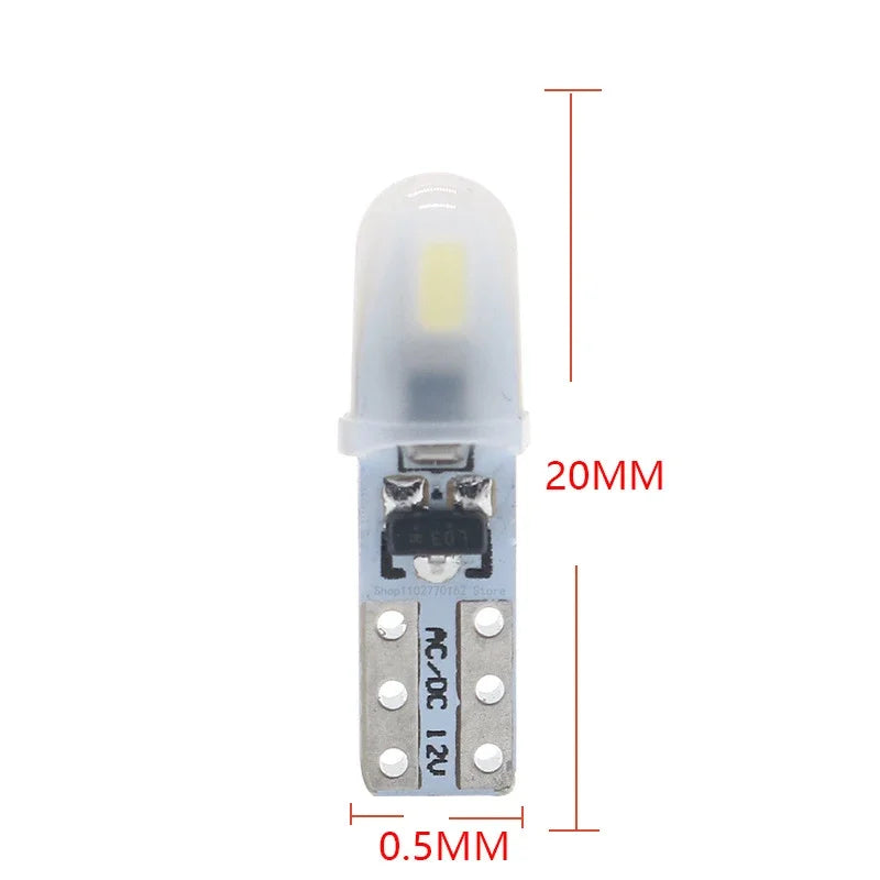 10/20 Pcs T5 Auto Car Dashboard Lights 2 3014 SMD Reading Instrument Panel Lamp No Polarity Led Bulb White 12V DC