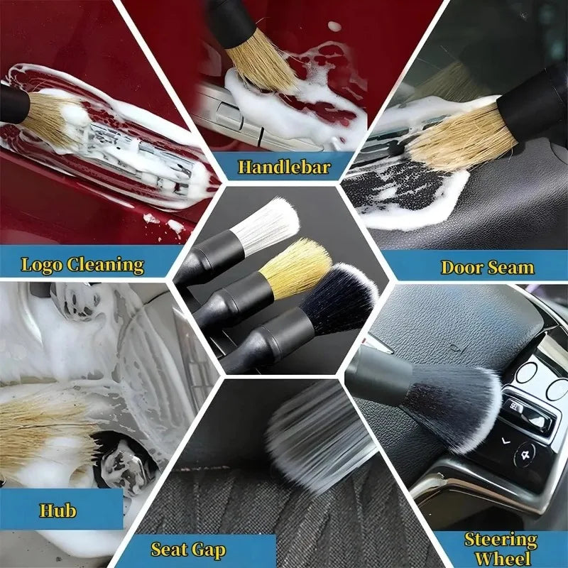 5-1PCS Car Detailing Brush Set Auto Interior Cleaning Tools Air Conditioning Vent Cleaner Crevis Sweep Dust Duster Car Wash Kit