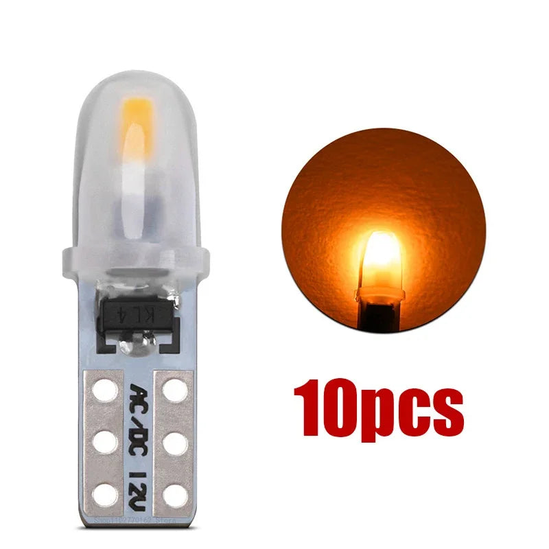 10/20 Pcs T5 Auto Car Dashboard Lights 2 3014 SMD Reading Instrument Panel Lamp No Polarity Led Bulb White 12V DC