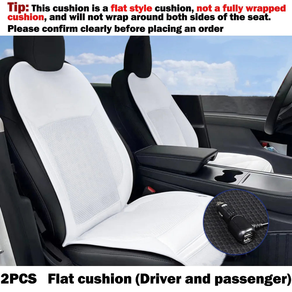 For Model Y 2017-2024 & Model 3 2017-2023 Cooling Car Seat Cushion, Front Seat Cover Summer Hair Dryer Cooling Accessories