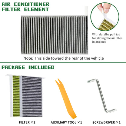 2PCS Car Air Filter Air Conditioner Cabin Filter with Activated Carbon Replacement forTesla Model 3/ ModelY