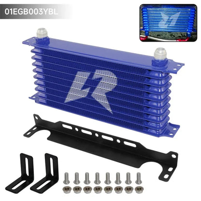 LINESRACING AN10 10Row Aluminum Oil cooler W/ 262mm Mounting Bracket Kit Trust Type Black/Blue