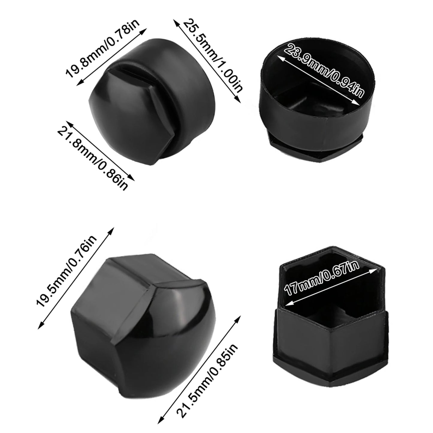 16pcs 17mm Nut Car Wheel Auto Hub Screw Protection Antitheft Cover Cap