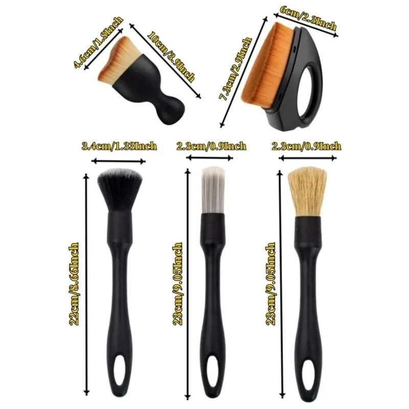 5-1PCS Car Detailing Brush Set Auto Interior Cleaning Tools Air Conditioning Vent Cleaner Crevis Sweep Dust Duster Car Wash Kit