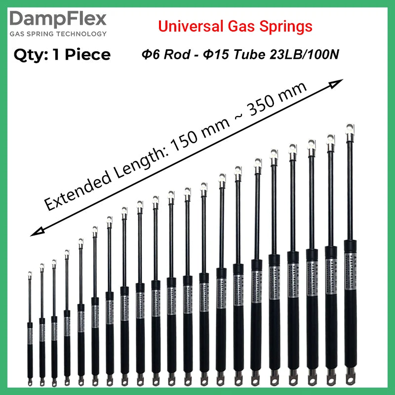 1PC 100N/23LB 150-350mm Universal Gas Struts Steel Eyes Tool Box Lift Support Storage Bed Cushioned Cupboard Hinge Outdoor Bench