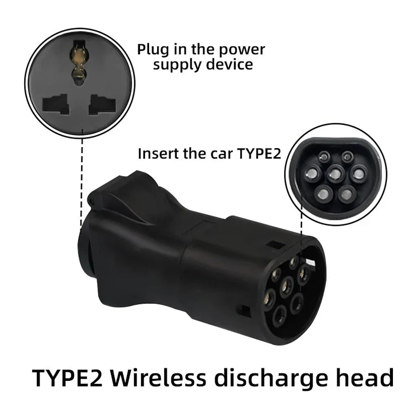75Ω 470Ω 2KΩ 2.7KΩ V2L Type 2 Female to EU Schuko / Universal Socket EV Car Discharge Converter Adapter New Energy Vehicle Plug