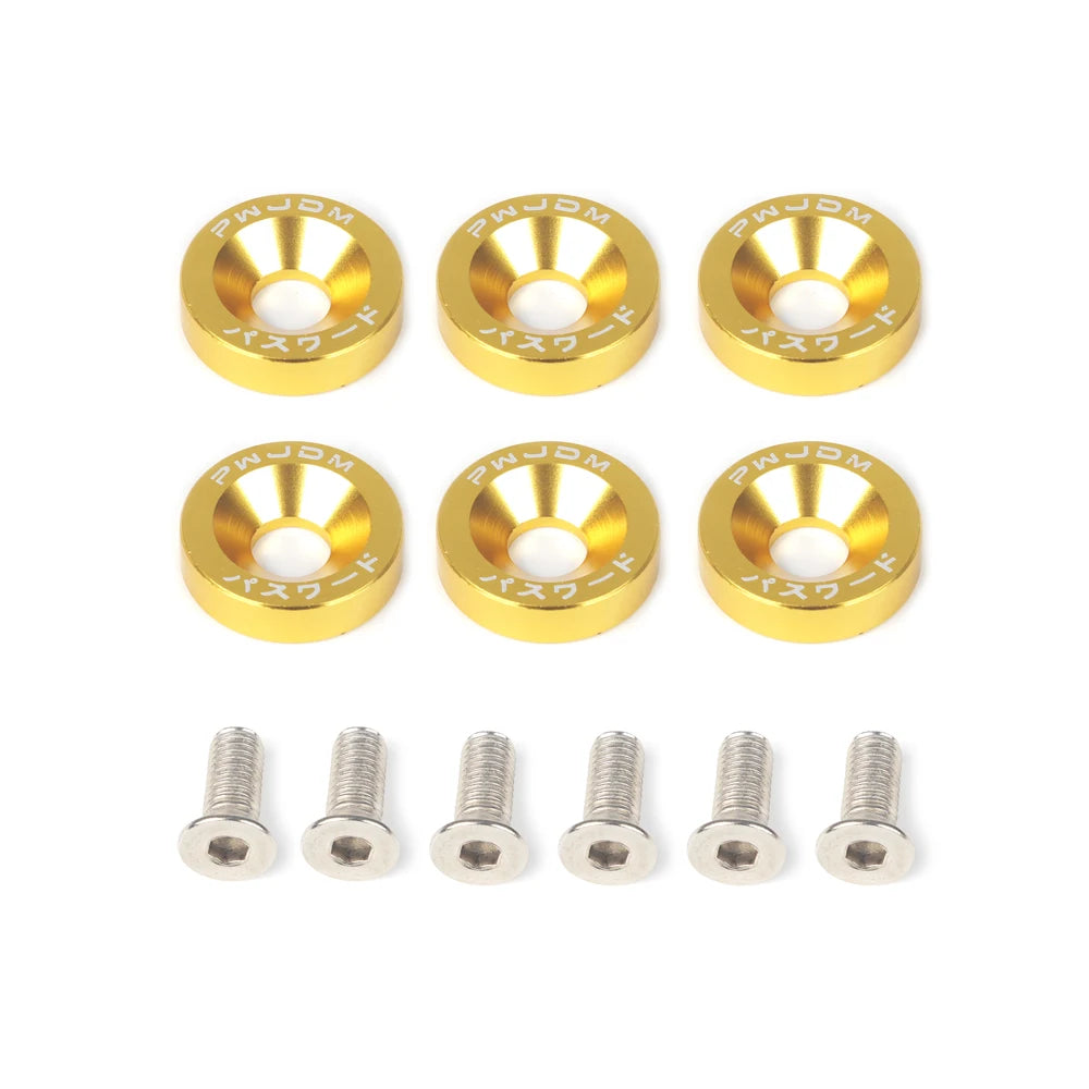 M8 Aluminum 6 Pcs/Pack Car Modified Hex Fasteners Fender Washer JDM Bumper Engine Concave Screws
