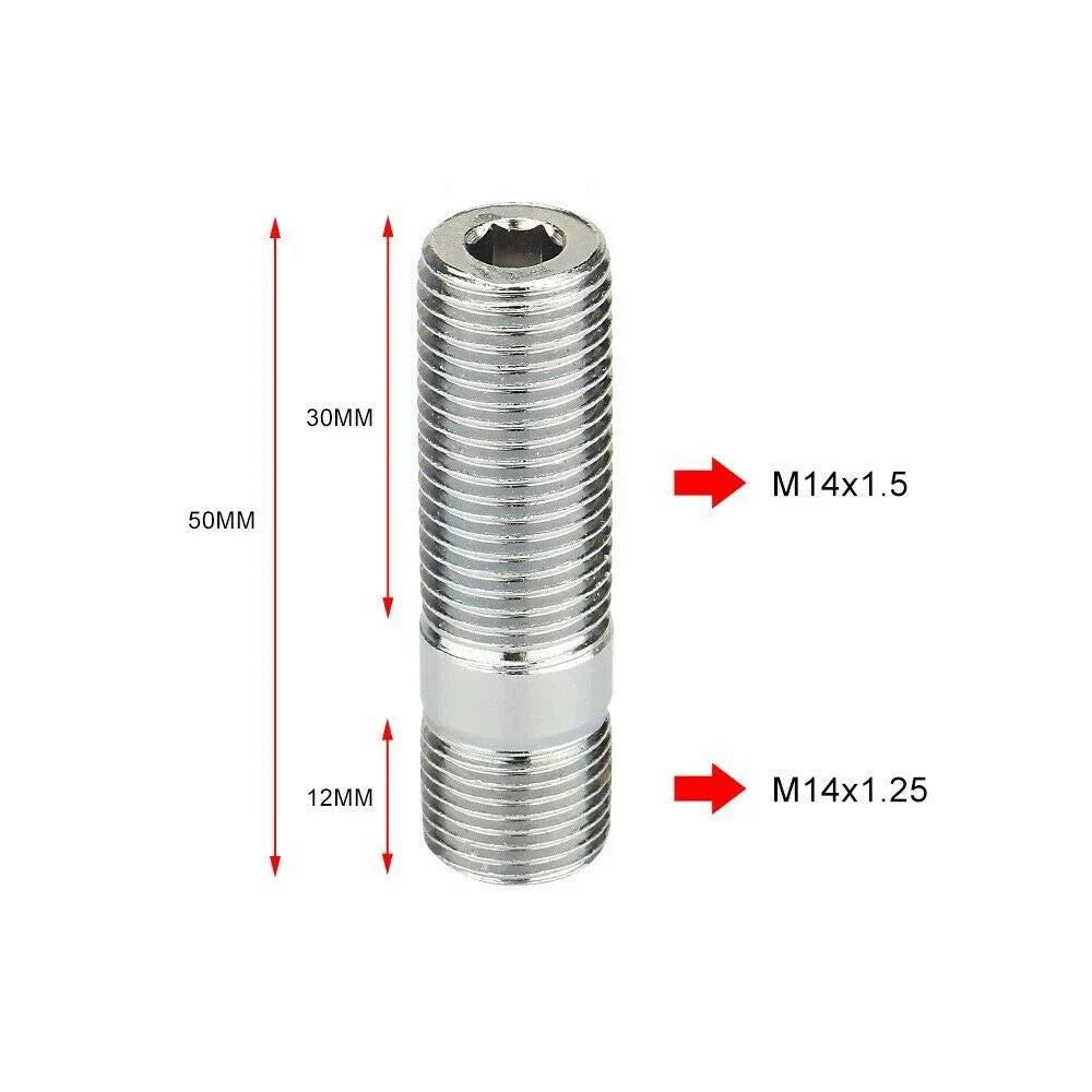 M12x1.25,M12x1.5,M14x1.25,M14x1.5 Extended Wheel Studs Conversion Tall Lug Bolts Screw Adapter Kit High Quality 1 Piece