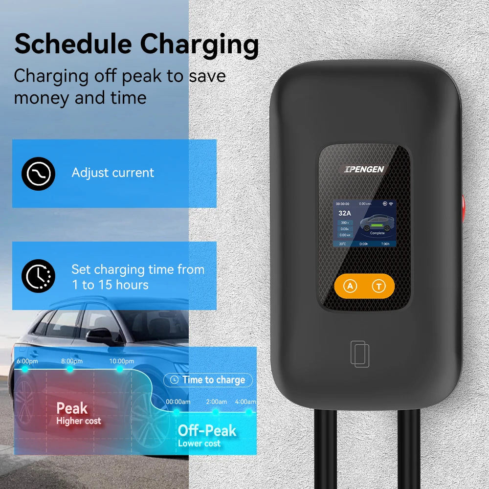 IPENGEN Type2 1 / 3Phase EV Wallbox 7.6KW / 22KW With WIFI APP Control EV Wallbox 11KW EV Wallbox Charging Station Electric Car
