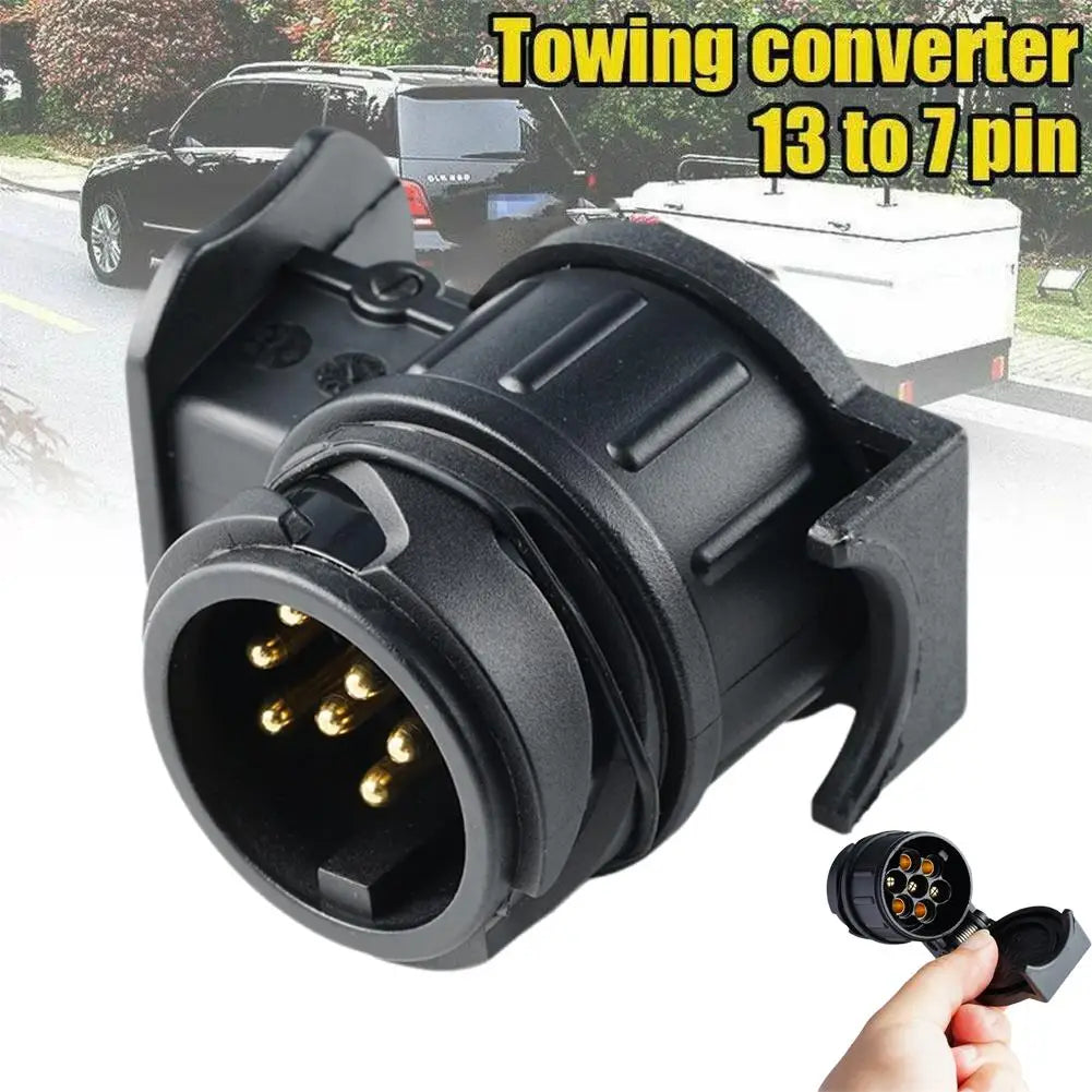 13 To 7 Pin Plug Adapter Trailer Connector Waterproof Plugs 12V Protect Towing Adapter Socket Connector Towbar Hand Tools