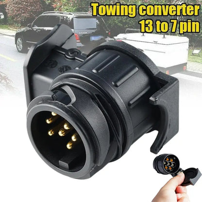 13 To 7 Pin Plug Adapter Trailer Connector Waterproof Plugs 12V Protect Towing Adapter Socket Connector Towbar Hand Tools