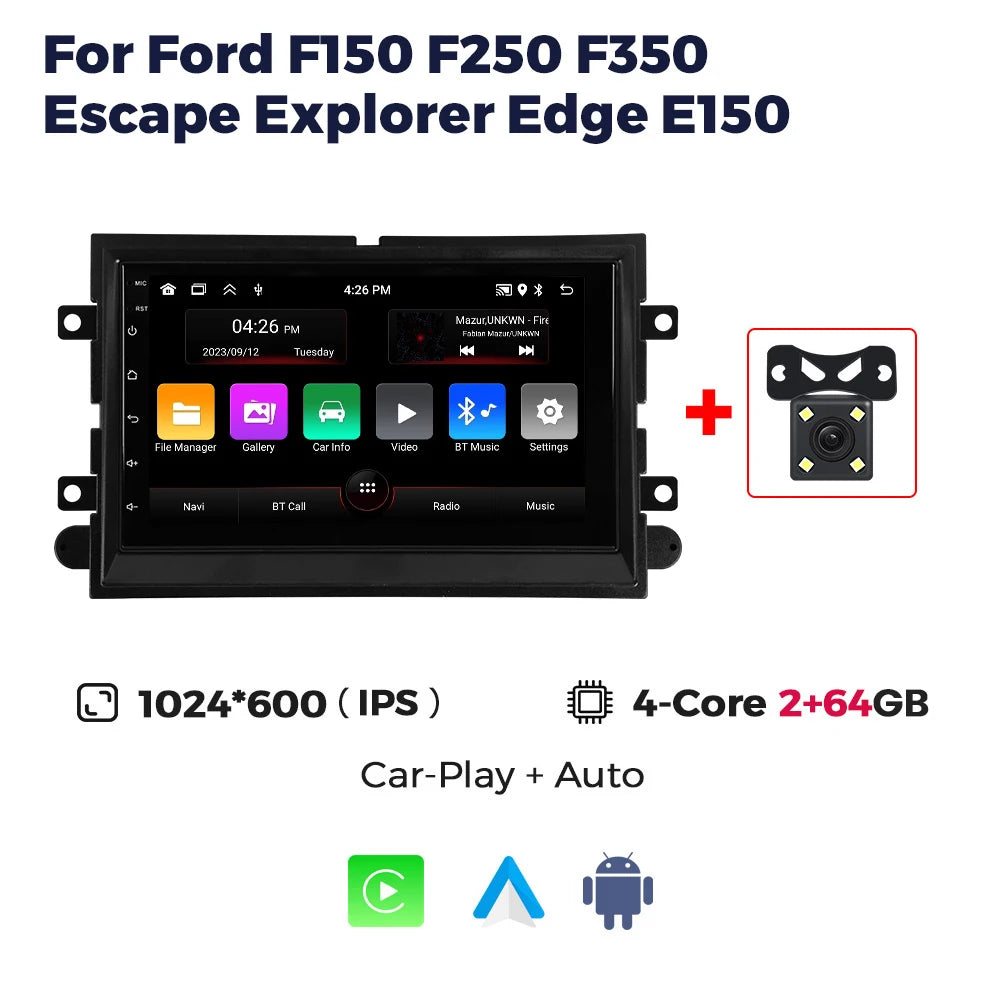 7inch GPS Screen Car Radio For Ford F150 F250 F350 Escape Explorer Edge E150 Mustang Multimedia Player Carplay Auto Smart System