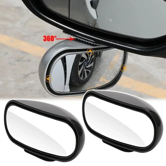 Car Mirror Auxiliary Rear View Mirror Wide Angle Side Rear Mirrors Reverse Blind Spot 360° Adjustable Universal Car Accessories