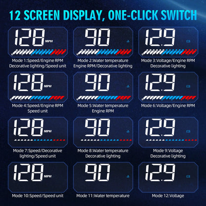 M7 Auto HUD OBD2 GPS Car Head Up Display Speedometer Overspeed Speed Reminder Water Temperature Voltage Fault Fatigue Driving