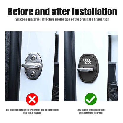 2/4PCS Silicone Car Door Lock Cover Door Stopper Protector For Audi SLINE A4 B8 B6 B9 B7 A3 8P 8V 8L A6 C7 C6 C5 Q5 A5 Q7 A1 Q3