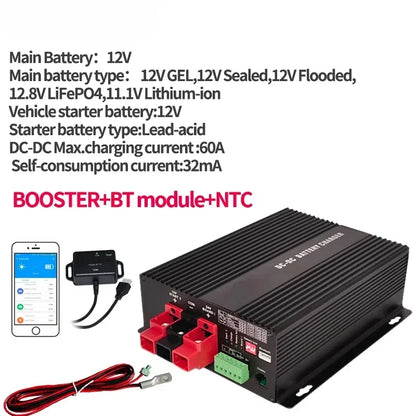 12V 60A Charger Booster for RVs Campers Ships DC To DC Charger Support Bluetooth Automatic Smart Battery Chargers