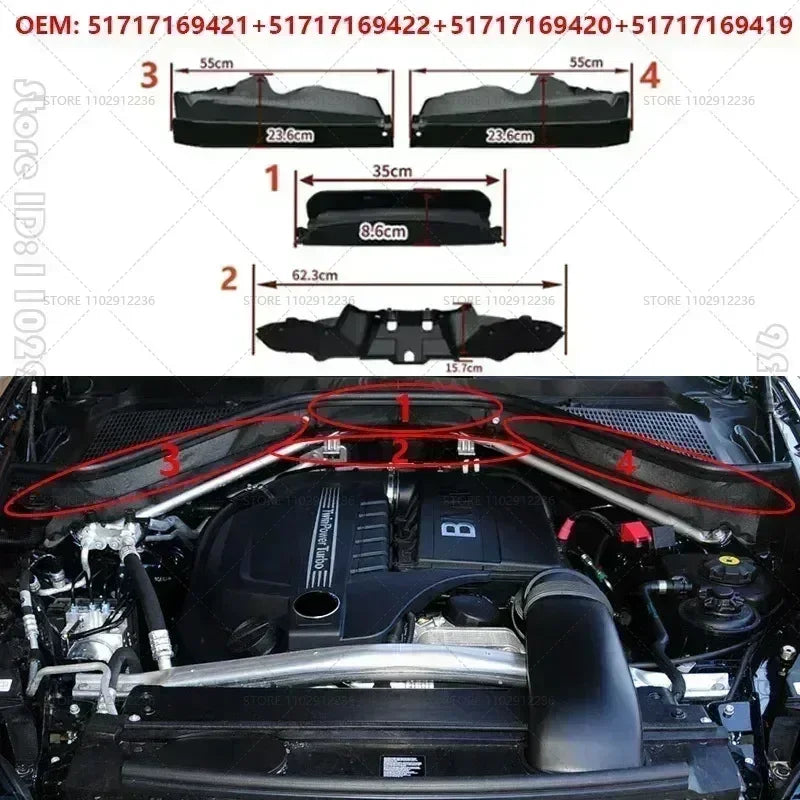 For 2007-2014 BMW X5 X6 E70 E71 Partition Panel Engine Compartment 51717169421 51717169422 51717169419 51757171791 64316945583