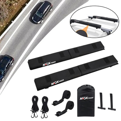 Car Soft Roof Rack Pads Set Easy Installation Portable with Tie Down Straps and Ropes for Snowboard Kayak Canoe Paddleboard