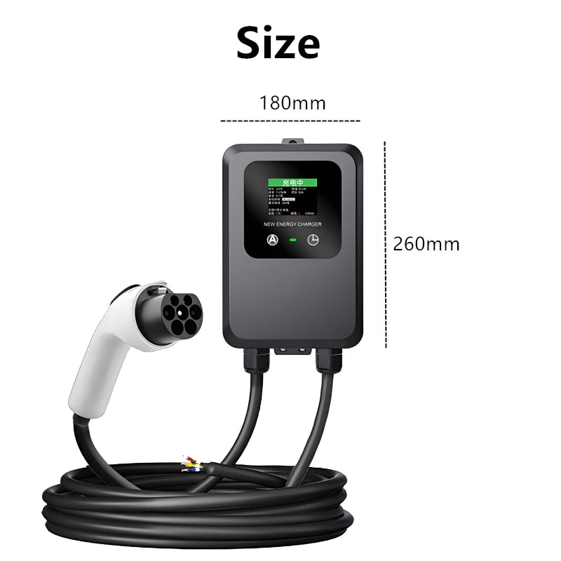 Electric Car Charger 7KW EV Charger Type2 / Type1 / GBT EV Charging Station 32A 1Phase Wallbox Type 2 Type 1 GB/T with Cards