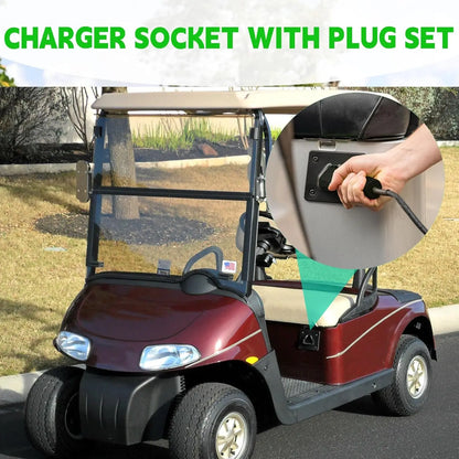48 Volt Charger Receptacle and Plug for EZGO RXV Golf Cart, 3-Pin Triangle Charger Plug Handle, OEM #604321 611218 611219
