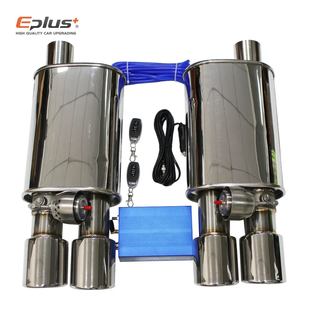 EPLUS 1 Pair Car Exhaust System Vacuum Valve Control Exhaust Pipe Muffler Kit Variable Sound Universal 51 63 76 MM With Nozzle