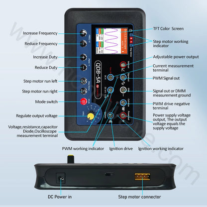 QDB4A QDB-5A Car Sensor Tester Oscilloscope PWM Drive Multimeter Ignition Injector Simulator Step Motor Driver Diagnostic Tool