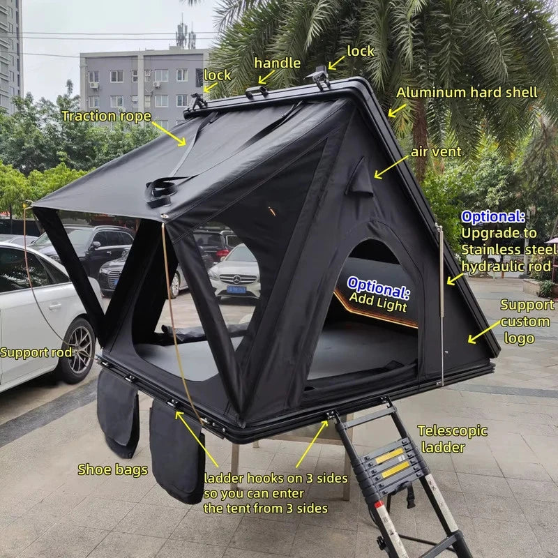 4x4x0cm Hard Roof Top , Waterproof Aluminum Rooftop Tent Outdoor Camping