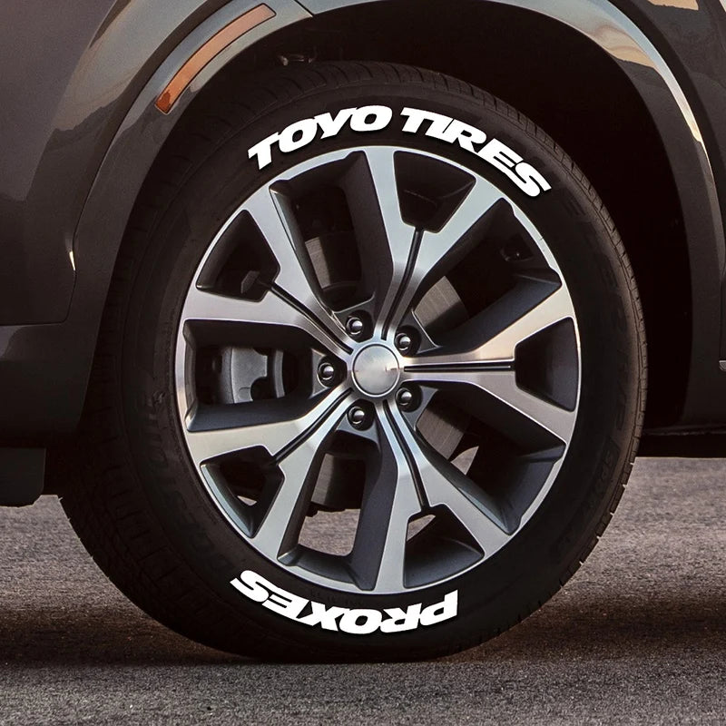 4 Sets For 4 Wheels Letters Tire Car Stickers Waterproof Universal 3D Auto Motorcycle Styling Decor In-One-Piece Sticker No glue