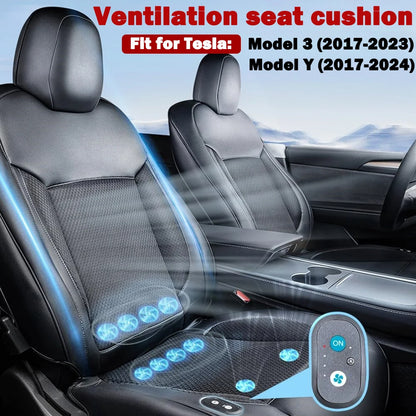For Model Y 2017-2024 & Model 3 2017-2023 Cooling Car Seat Cushion, Front Seat Cover Summer Hair Dryer Cooling Accessories