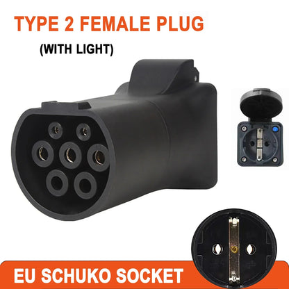 75Ω 470Ω 2KΩ 2.7KΩ V2L Type 2 Female to EU Schuko / Universal Socket EV Car Discharge Converter Adapter New Energy Vehicle Plug
