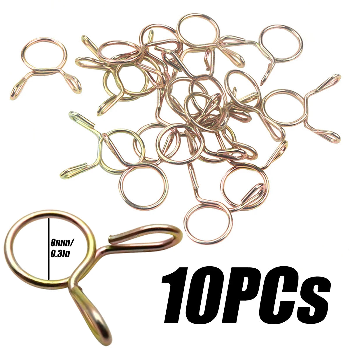 10/50PCs 8mm Oil Hose Clamps Motorcycle Scooter ATV Moped Fuel Line Hose Tubing Spring Clips Clamp Motorcycle Car Accessories